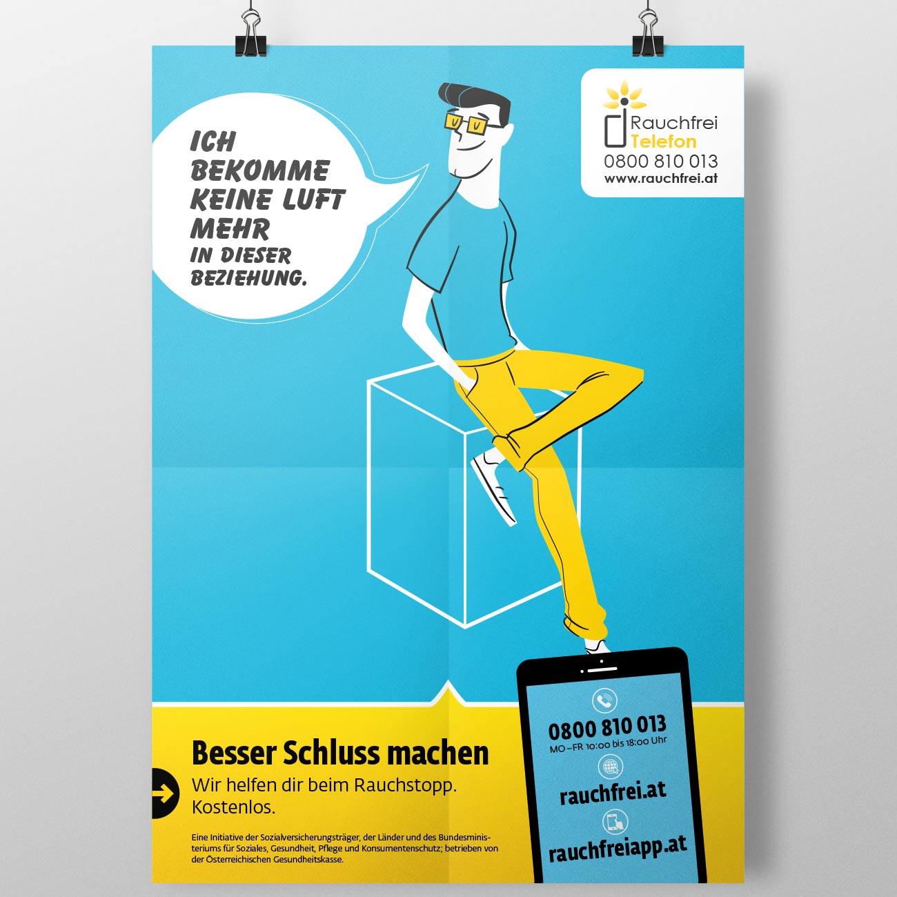 Corporate Design und Illustration für das Rauchfreitelefon der Österreichischen Gesundheitskasse von studio mishugge – Jugend